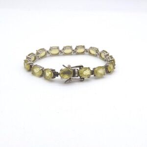 Sterling Silver 925 Oval Citrine Tennis Bracelet Thailand HAN 7.5 Inch Yellow